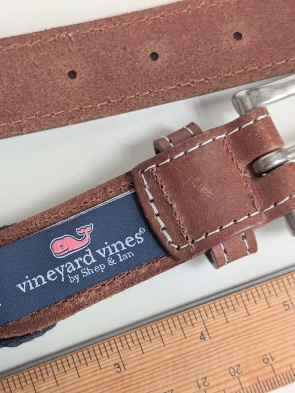 Vineyard Vines Mens Leather & Braided Rope Club Belt Navy Color Size:34 NWOT